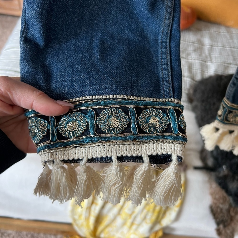 Topshop Moto Jeans with bohemian Tassel Hem - Picture 4 of 4